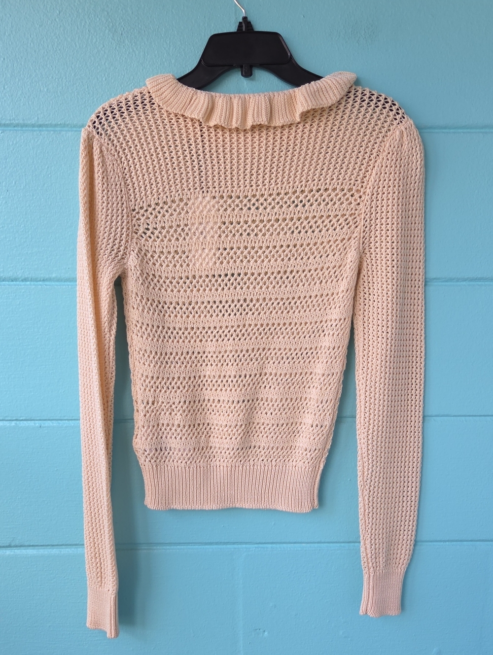 NWT "7 For All Mankind" Open Ruffle Neck Sweater Woman's Size Small - Picture 6 of 9